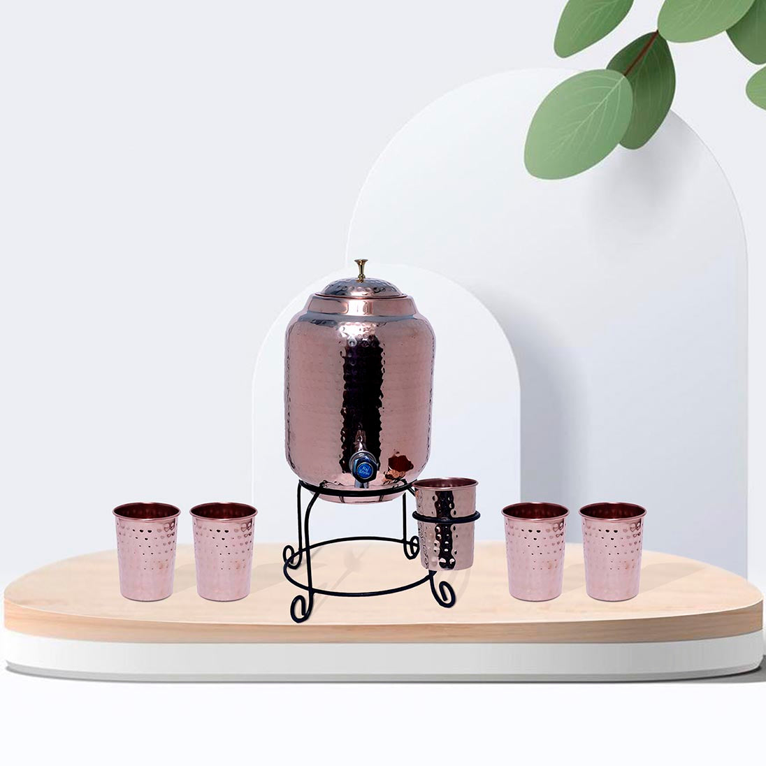 Copper Matka Set +  4 Extra glasses