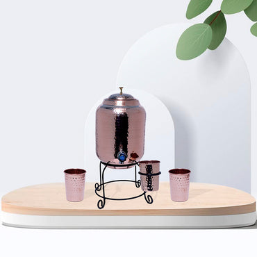 Copper Matka Set + 2 glasses