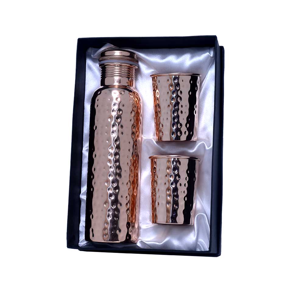 Hammered Bottle & Glass - Gift Set