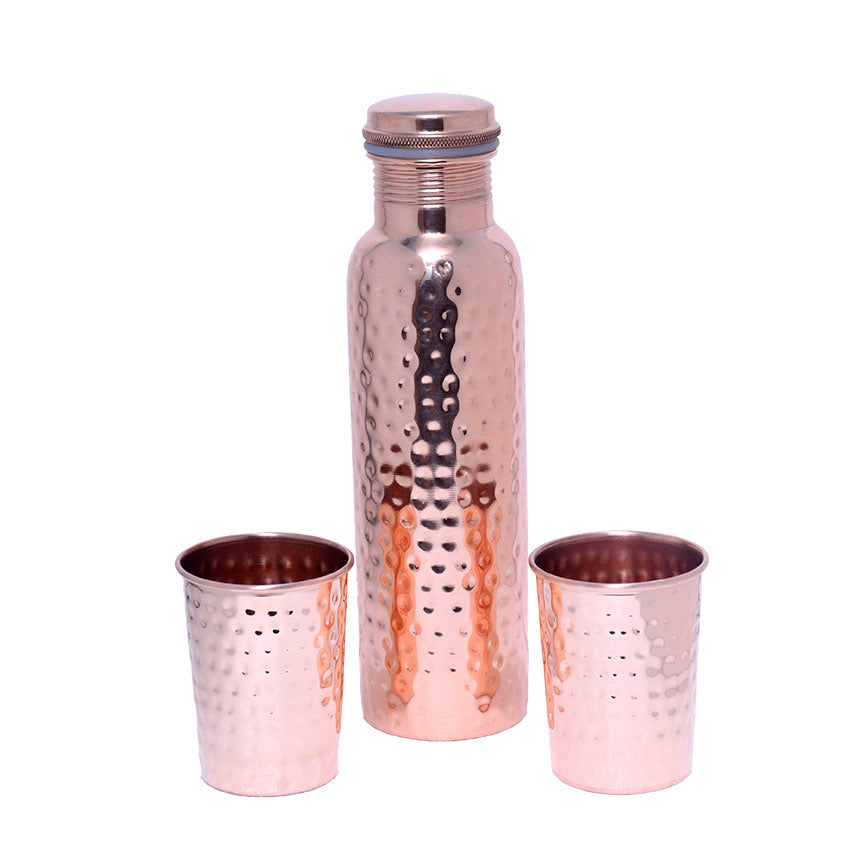 Hammered Bottle & Glass - Gift Set