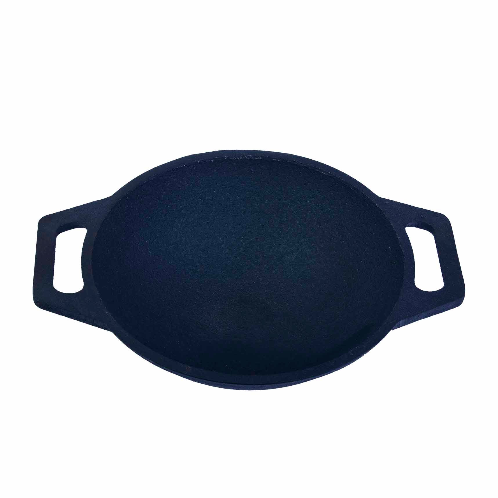 Cast Iron Kadai Pre-Seasoned Double Handle Smooth Finish (25 cm / 10 inch), Capacity - 2L