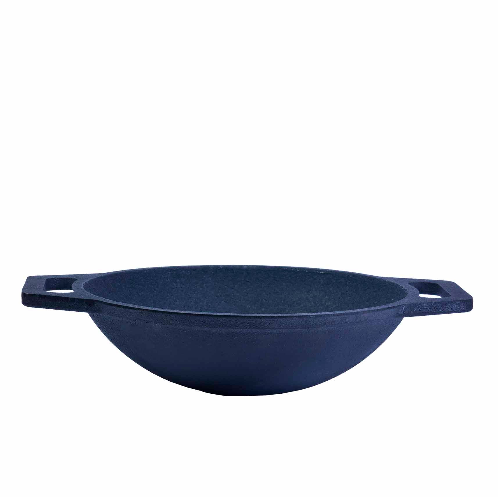 Cast Iron Kadai Pre-Seasoned Double Handle Smooth Finish (25 cm / 10 inch), Capacity - 2L