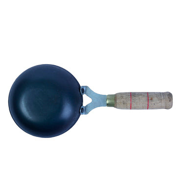 Pure Iron Tadka Pan - 5 Inch Diameter with Wooden Handle