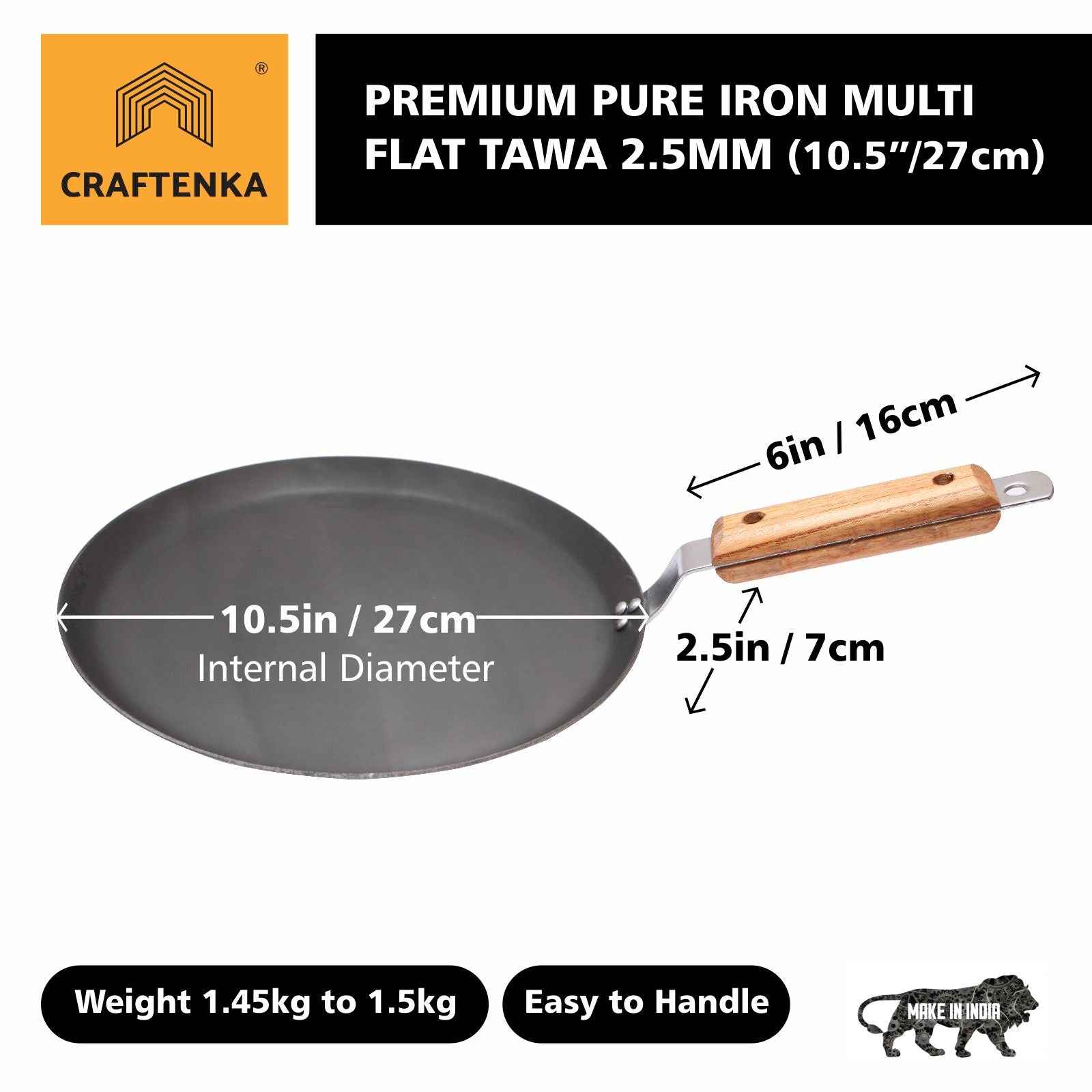Pure Iron Premium Multipurpose-Induction Tawa - (26 cm/10 inch)