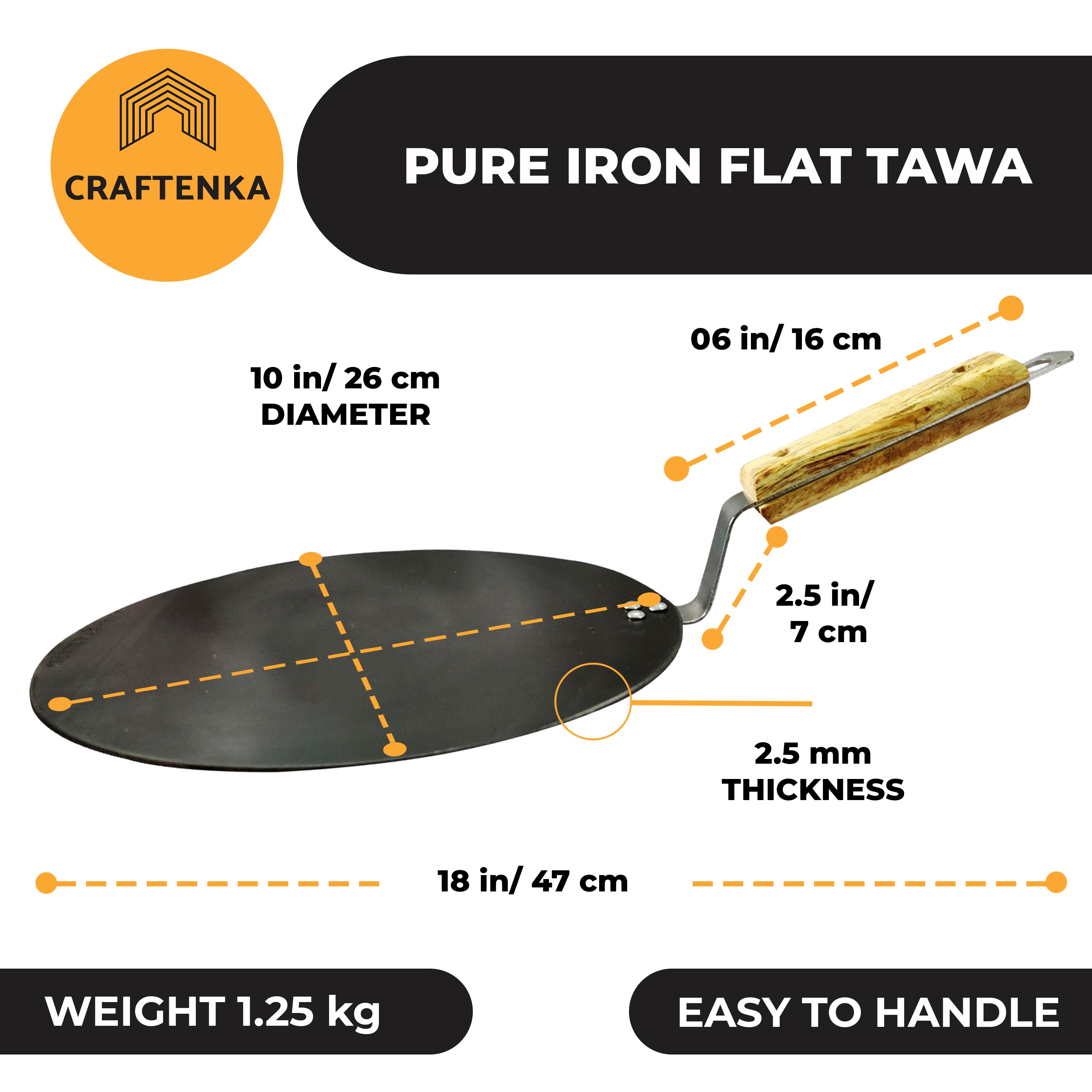 Iron Premium Flat Tawa - (26 cm / 10 inch )