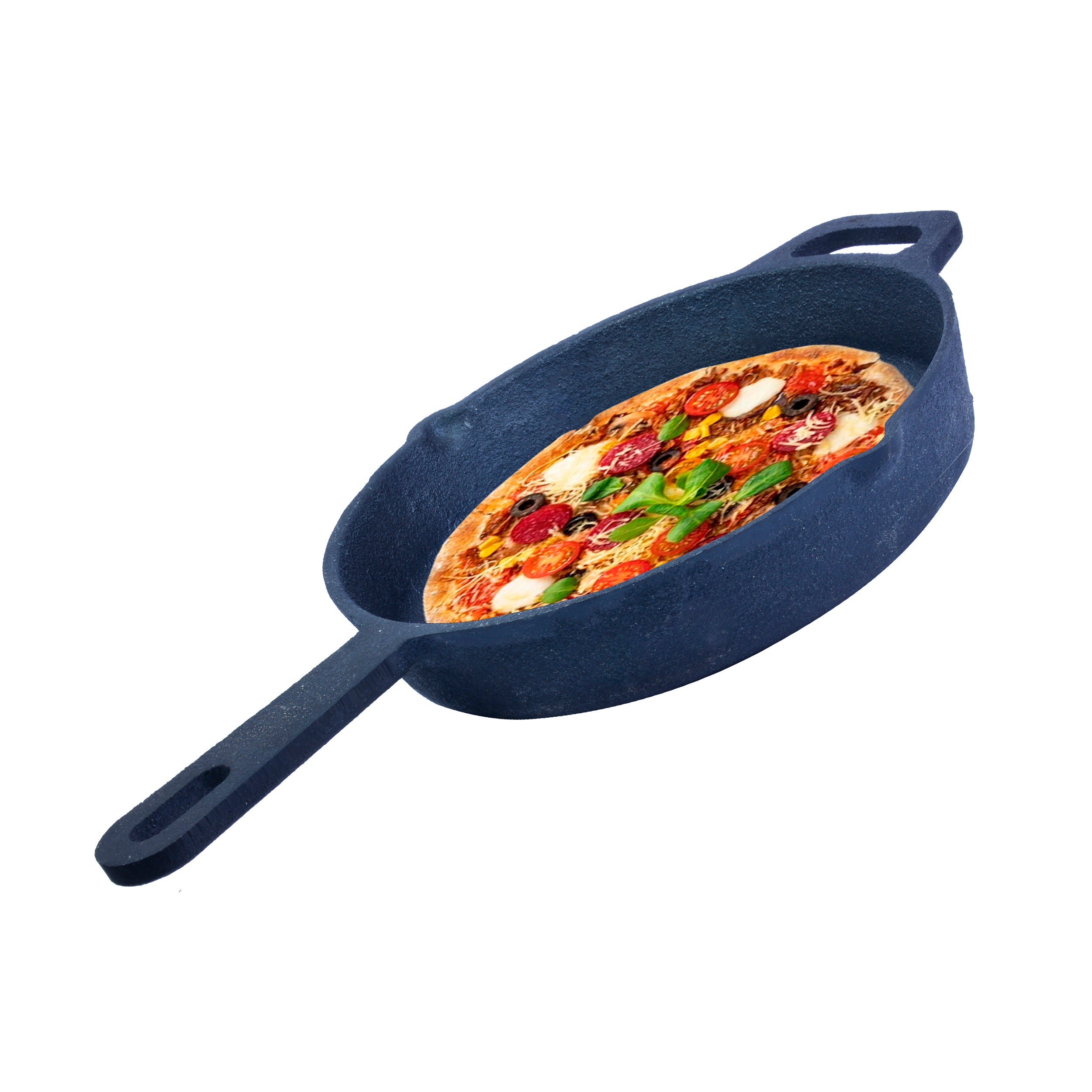 Cast Iron Round Skillet Pan Long Handle - 10 Inch / 25 Cm (Induction & Gas Stove Compatible)