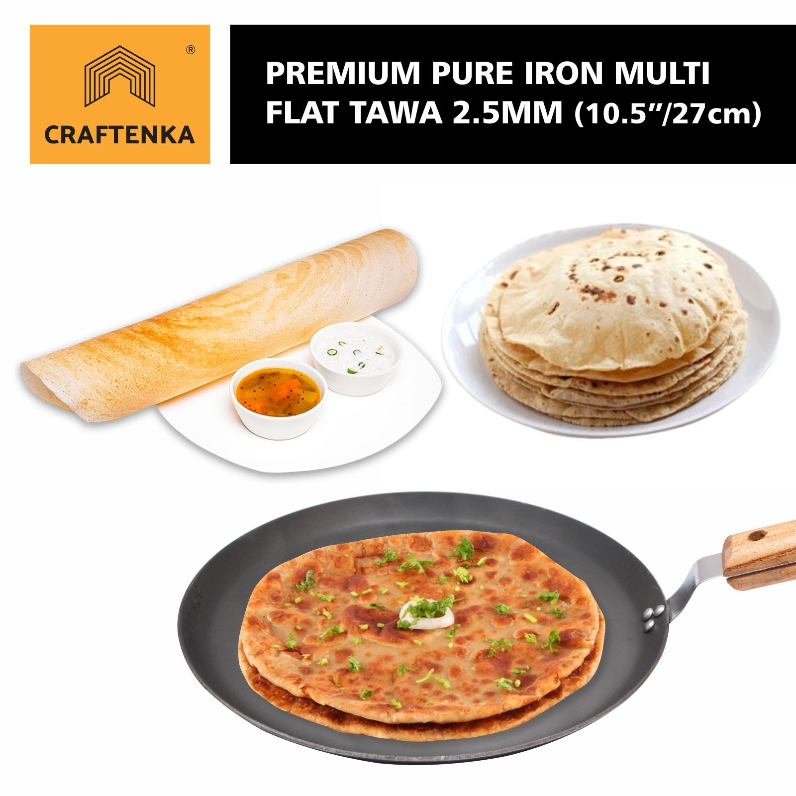 Pure Iron Premium Multipurpose-Induction Tawa - (26 cm/10 inch)