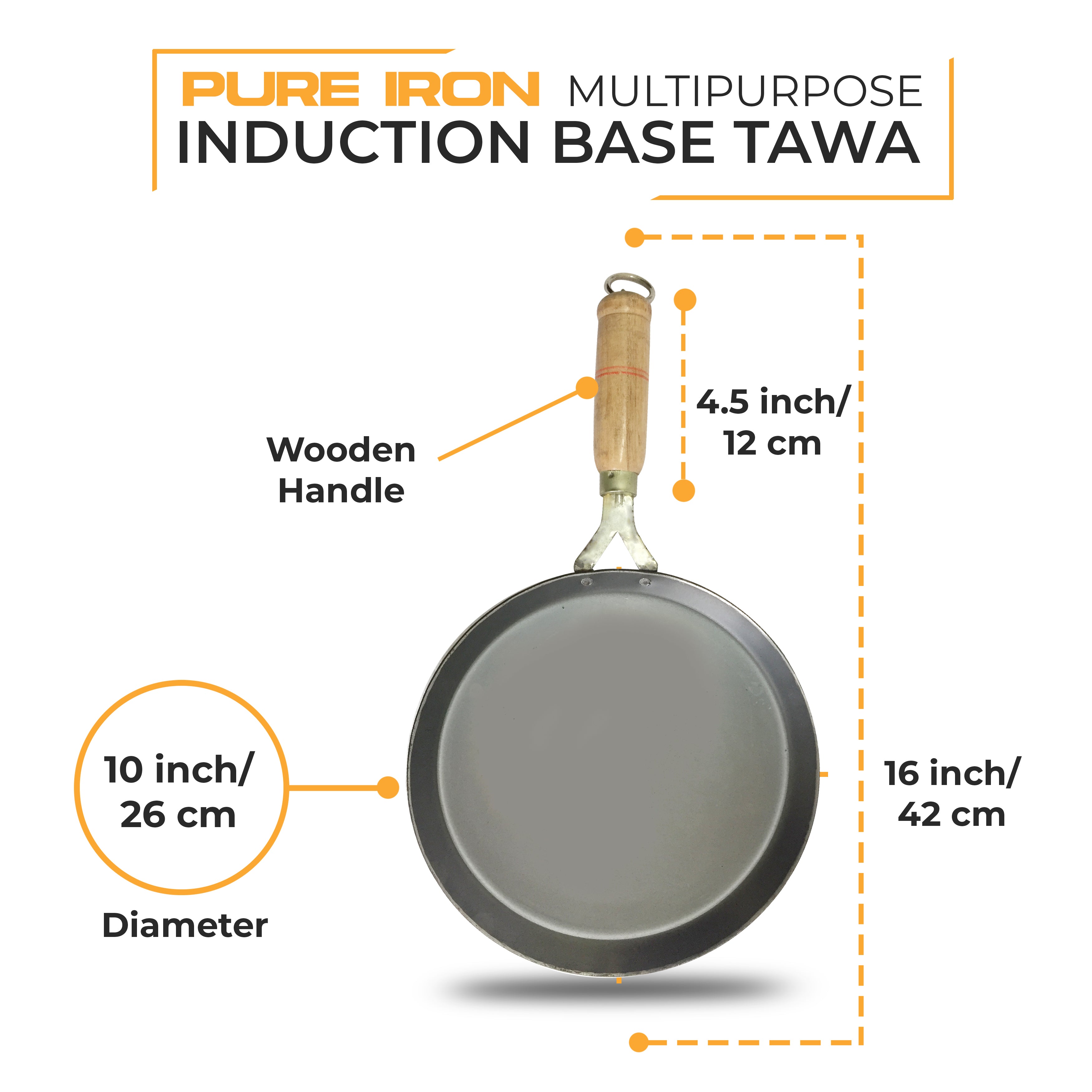 Iron Omlette Tawa- Induction -( 26 cm / 10 inch )